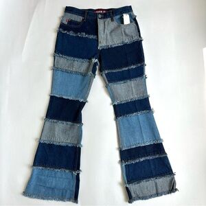 Zana Di Vintage Patchwork Patched 90s Y2K Flare Jeans 9 NWT